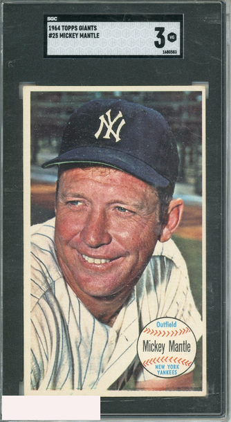 1964 TOPPS GIANTS MICKEY MANTLE #25 SGC 3