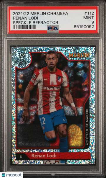 2021-2022 Topps Merlin Chrome UEFA League Renan Lodi #112 Speckle Refractor PSA 9