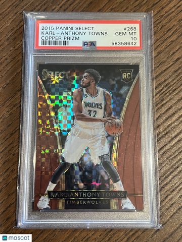 2015 Panini Select Karl-Anthony Towns #268 Copper Prizm /49 Rookie RC Courtside PSA 10