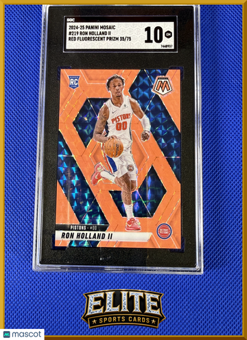 2024 Panini Mosaic Ron Holland II #219 Red Fluorescent Prizm 75 /75 Rookie SGC 10