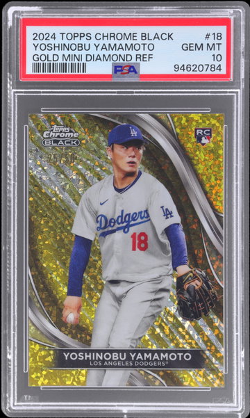 2024 Topps Chrome Black Yoshinobu Yamamoto Gold Mini Diamond Refractor PSA 10