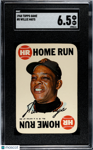 1968 Topps Game Willie Mays #8 SGC 6.5