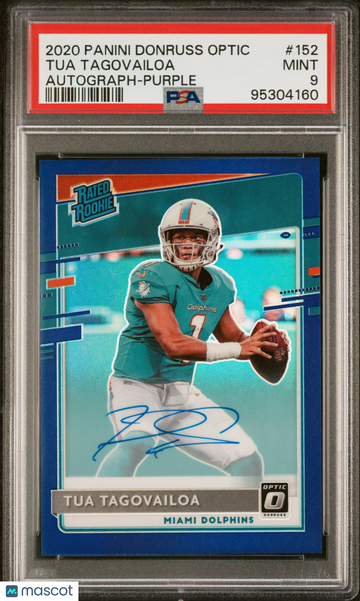 2020 Panini Donruss Optic Tua Tagovailoa #152 Autograph Purple PSA 9