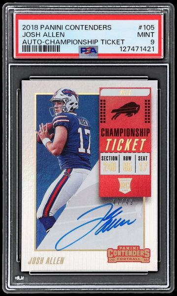2018 Panini Contenders Josh Allen Feet Not Visible Autograph Championship Ticket PSA 9 RC