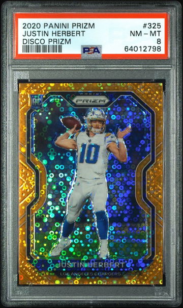 2020 Prizm Justin Herbert Orange Disco PSA 8