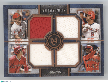 2019 Topps Museum Primary Pieces Mike Trout Shohei Ohtani Justin Upton Albert Pujols #PPR-TPOU Quad Relic