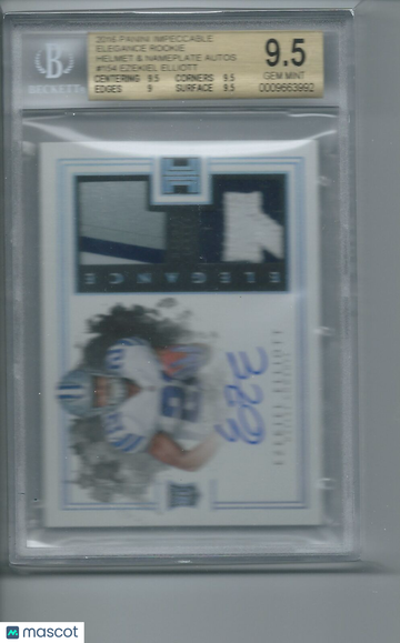 2016 Panini Impeccable Elegance Rookie Helmet and Nameplate Autographs Ezekiel Elliott #154 BGS 9.5 Auto 10
