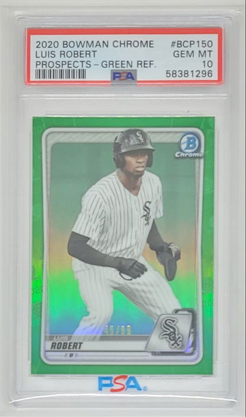 2020 BOWMAN CHROME LUIS ROBERT GREEN REFRACTOR SSP RC #45/99 PSA 10 POP 6 