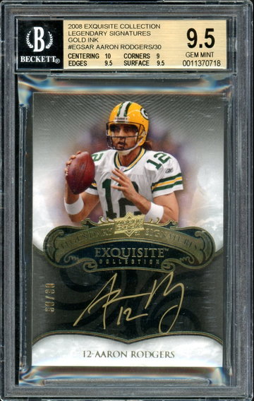 Aaron Rodgers 2008 Exquisite Collection Legendary Signatures Gold Ink Auto /30 BGS 9.5