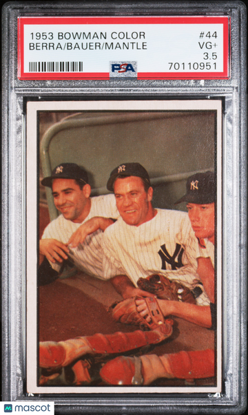 1953 Bowman Color Mantle Bauer Berra #44 PSA 3.5