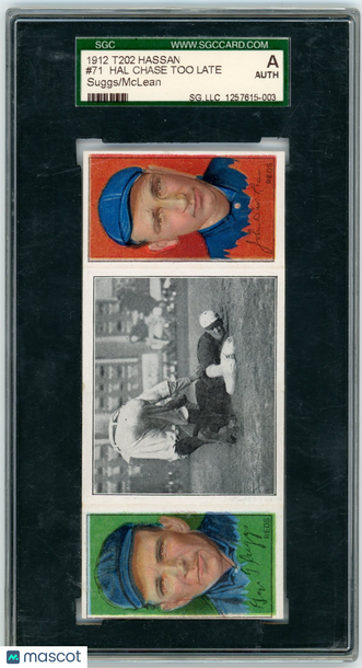 1912 T202 Hassan Cigarettes Hal Chase Too Late #71 Suggs Mclean SGC A