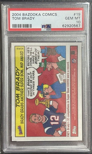  Topps 2004 Bazooka Comics Tom Brady Cartoon Early Years #19 PSA 10 Gem Low Pop