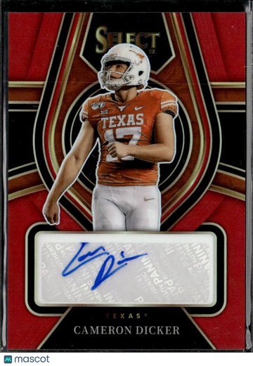 Cameron Dicker 2022 Panini Select Draft Picks Prizm Auto Texas Longhorns