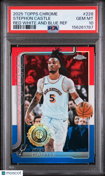 Stephon Castle 2025 Topps Chrome Red White And Blue Ref PSA 10