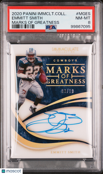 2020 Panini Immaculate Collection Marks Of Greatness Emmitt Smith #MGES /10 PSA 8