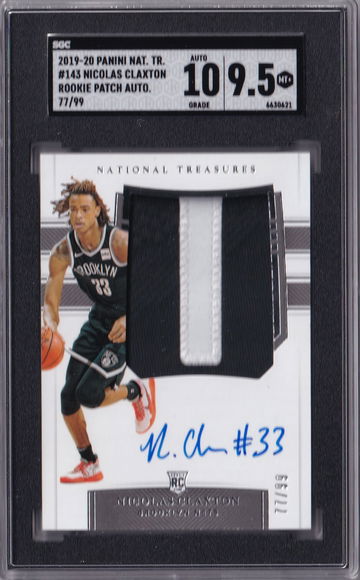 Nicolas Claxton 2019-20 National Treasures ROOKIE PATCH AUTOGRAPH #77/99 - SGC 9.5 Mint+