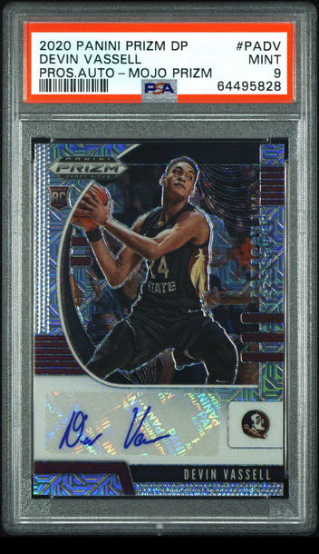 💎🧨 2020 Panini Prizm Draft DEVIN VASSELL Mojo Prizm AUTO #3/25 PSA 9 🏀🚨🐺
