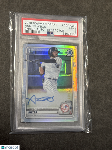 2020 Bowman Draft Chrome Draft Picks Autographs Austin Wells #CDAAWE CHR. DP Refractor PSA 9