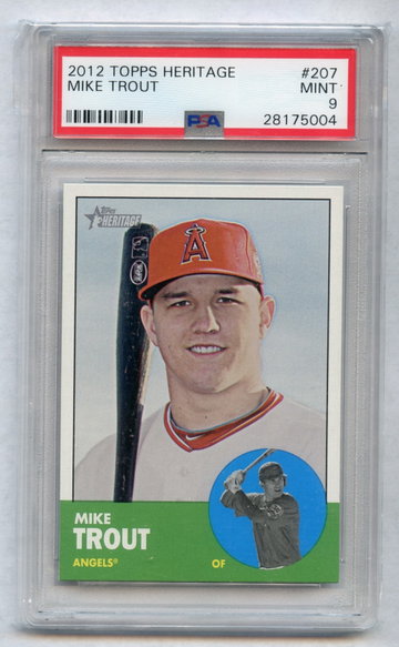 MIKE TROUT 2012 Topps Heritage Rookie Card #207 PSA 9 L.A. Angels X5004