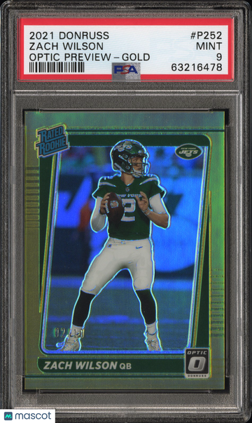 2021 Panini Donruss Zach Wilson #P252 Optic Preview Gold /10 PSA 9