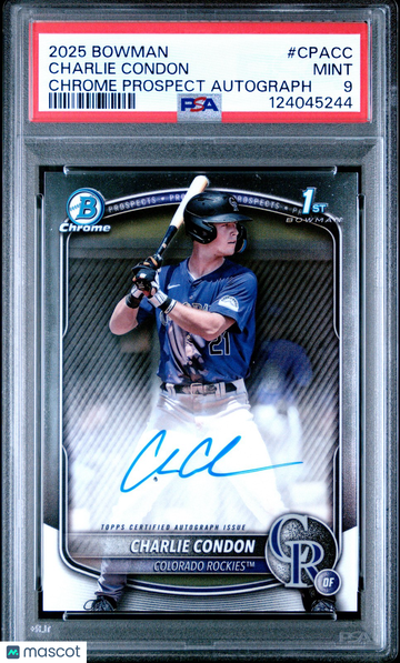 2025 Bowman Charlie Condon #CPA-CC Chrome Prospect Autographs AU PSA 9