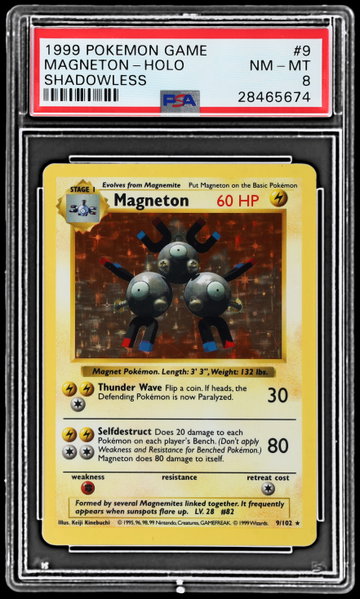 1999 Pokemon Base Set Magneton Shadowless Holo PSA 8