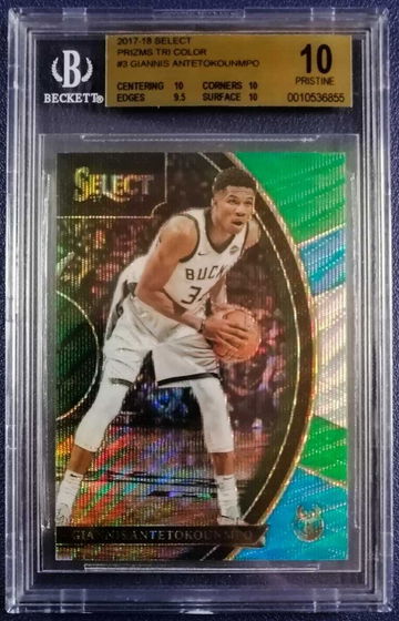 BGS 10 POP 2 Giannis Antetokounmpo 2017-18 Select Prizm Tri Color #3 - DHL Express Air 5-6 Days with Tracking