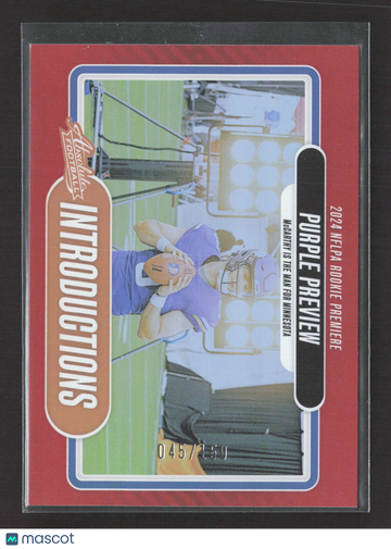 2024 Panini Absolute Football Introductions J.J. McCarthy #I-JMY Purple Preview