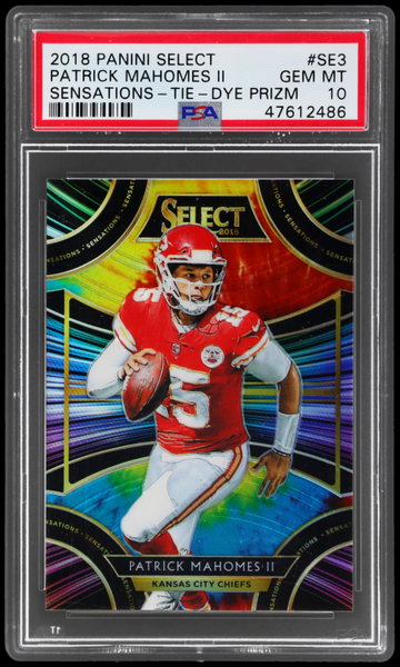 2018 Panini Select Patrick Mahomes II Sensations Tie Dye Prizm PSA 10