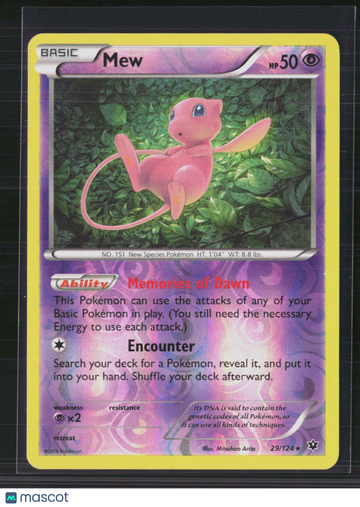 2016 Fates Collide Mew Reverse Holo Rare #29/124