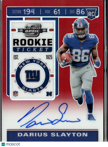 Darius Slayton 2019 Panini Contenders Optic RC Auto Red /199 New York Giants