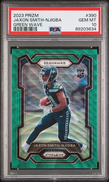 2023 Panini Prizm Prizms Green Wave Jaxon Smith-Njigba #390 PSA 10