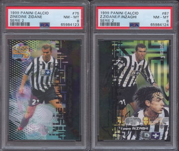 1999 Panini Calcio Zinedine Zidane PSA 8 Set Lot #75 #87
