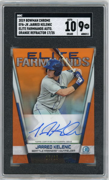 2019 Bowman Chrome Jarred Kelenic Elite Orange Refractor #EFA-JK Auto #'d 17/25 SGC 10 / 9