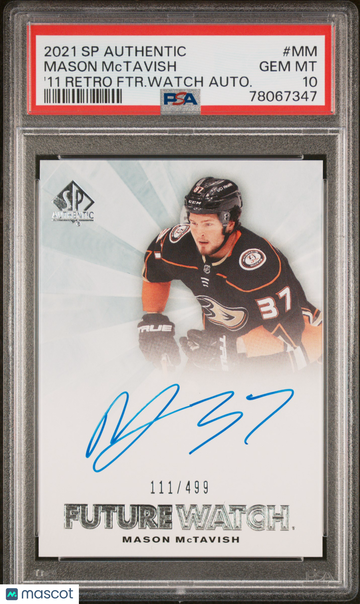 2021-22 Upper Deck SP Authentic Future Watch Autographs Mason Mctavish #MM /499 Rookie PSA 10