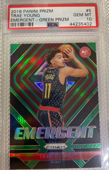 2018 Panini Prizm Trae Young Green Emergent PSA 10 Gem Mint