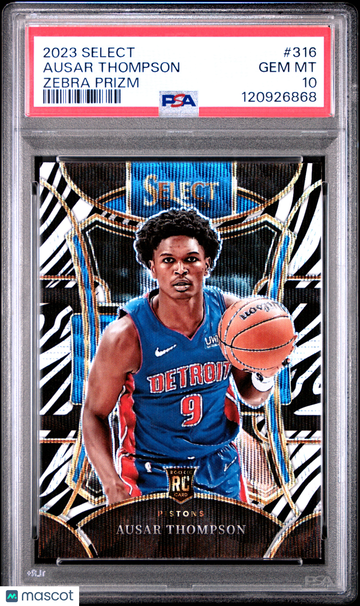 2023 Panini Select Ausar Thompson #316 Zebra Prizm PSA 10