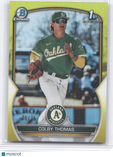 2023 Bowman Chrome Colby Thomas #BCP-32 Yellow Refractor /75