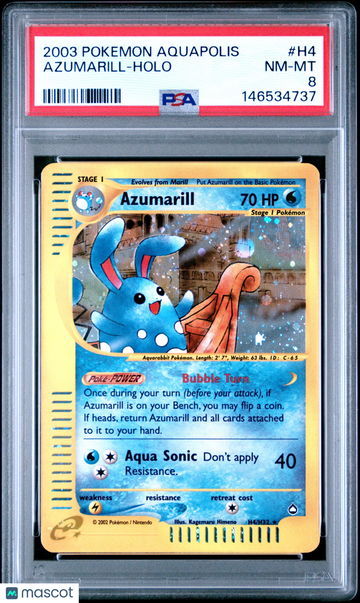 2003 Pokemon Aquapolis Azumarill Holo PSA 8 #H4