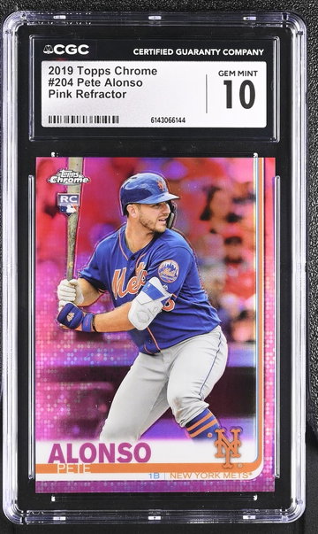 2019 Topps Chrome #204 Pete Alonso Pink Refractor CGC 10