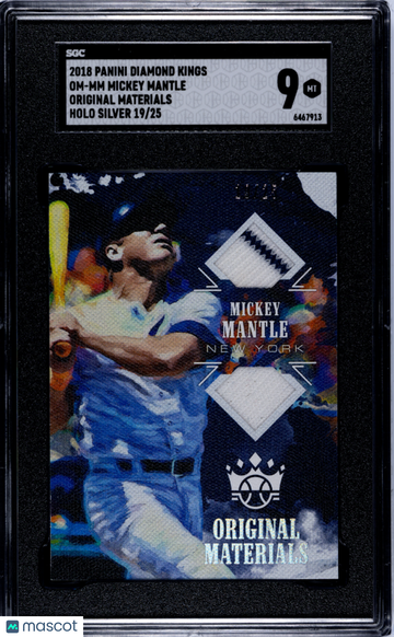2018 Panini Diamond Kings Mickey Mantle #OM-MM Original Mat. Holo Silver SGC 9