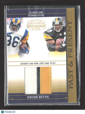 2005 Donruss Gridiron Gear Past & Present Jerome Bettis #PP-12 /50 Authentic Game-Worn Jersey Name Plate