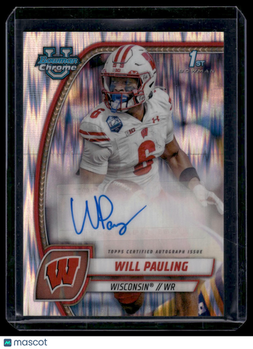 2024 Bowman University Chrome Will Pauling #PA-WPA Prospect Autographs Stealth Refractor AU
