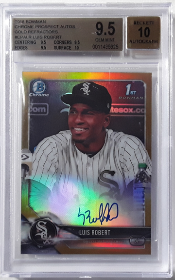 Luis Robert 2018 Bowman Chrome Prospect Autograph Gold Refractor #/50 , BGS 9.5 , 10 Auto