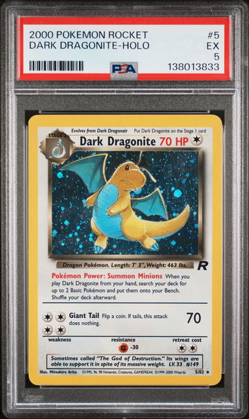 2000 Pokemon Team Rocket Holo Dark Dragonite #5 PSA 5