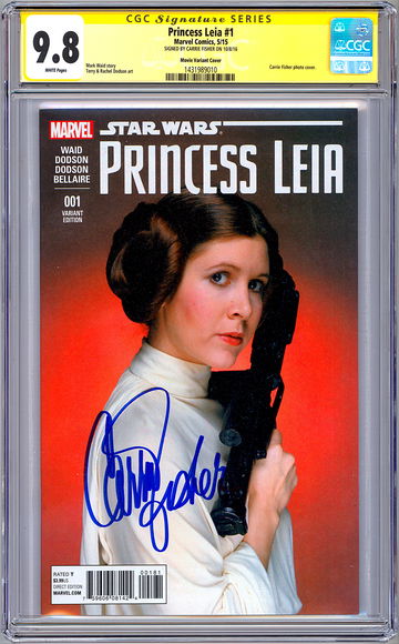 STAR WARS: PRINCESS LEIA #1 CGC-SS 9.8 SIGNED *CARRIE FISHER* ORIG 1977 ACTRESS FOTO CVR 2015