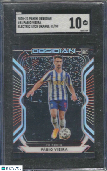 2020 Panini Obsidian Fabio Vieira #81 Electric Etch Orange SGC 10