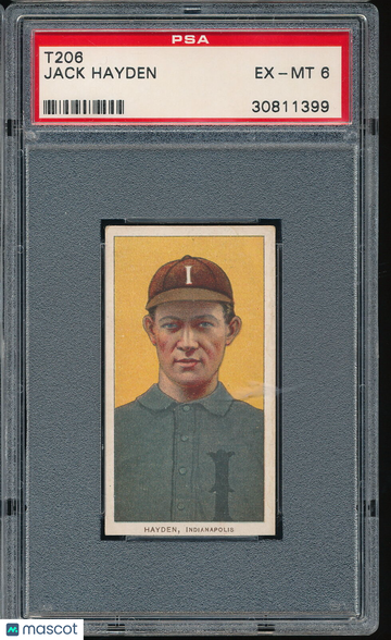 T206 Piedmont 350/25 Jack Hayden PSA 6 - Indianapolis