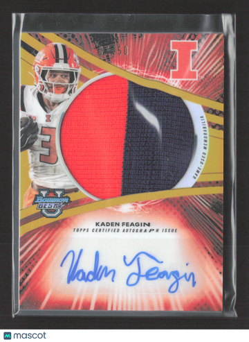 2025 Topps Bowman University's Best Kaden Feagin #JRA-KF Gold Refractor Refractor Game-Used Memorabilia Prospect Jumbo R