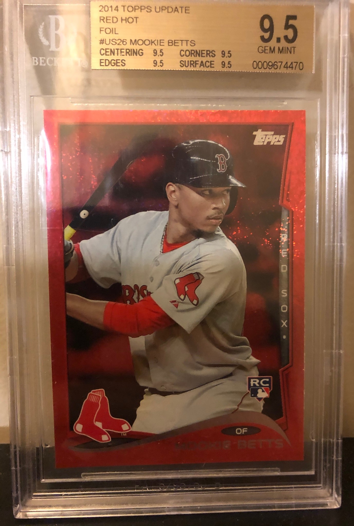 Mookie Betts 2014 Topps Update Red Hot BGS 9.5   True gem